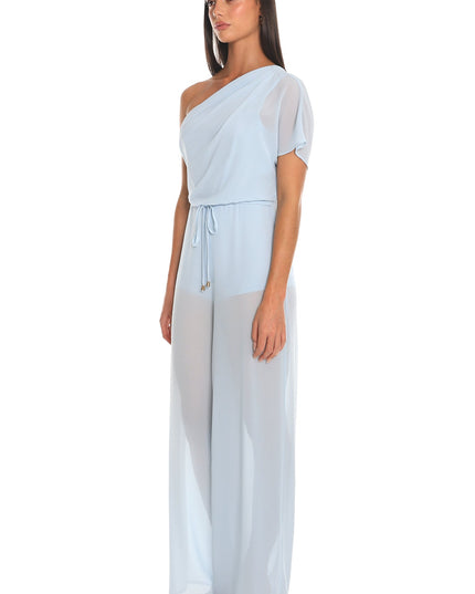 Baby Blue Challenger One-Shoulder Jumpsuit