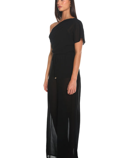Black Challenger One-Shoulder Jumpsuit