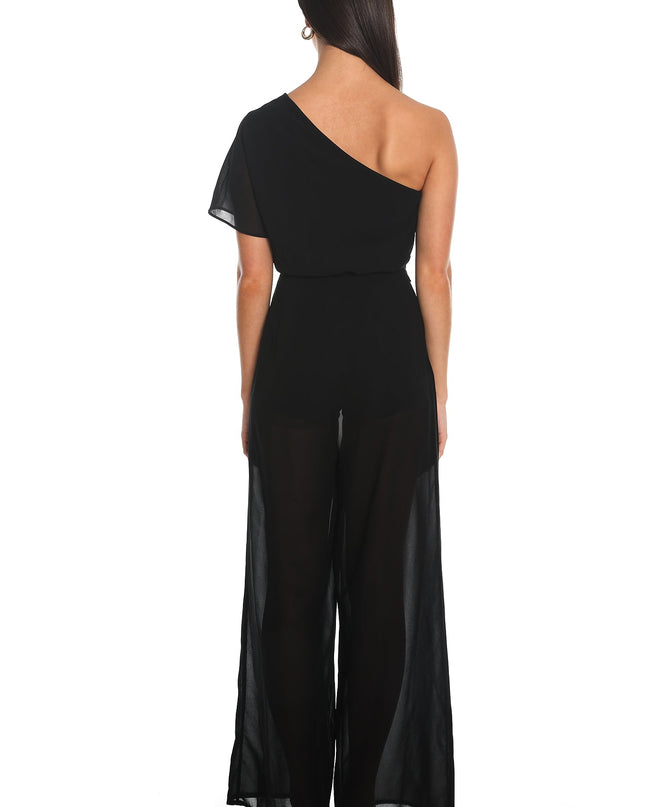 Black Challenger One-Shoulder Jumpsuit