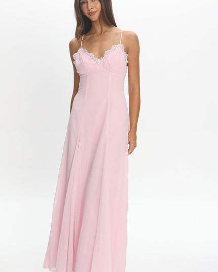 Blush Lace Trim Maxi Dress