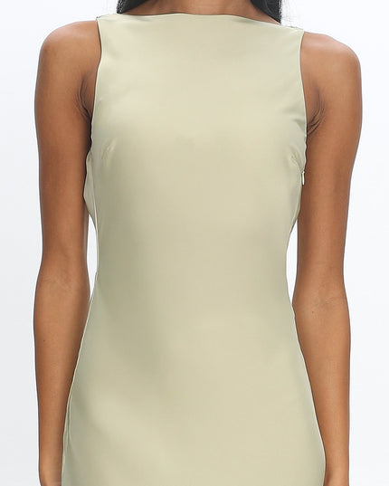 Matcha Cowl-Back Lace-Hem Gown