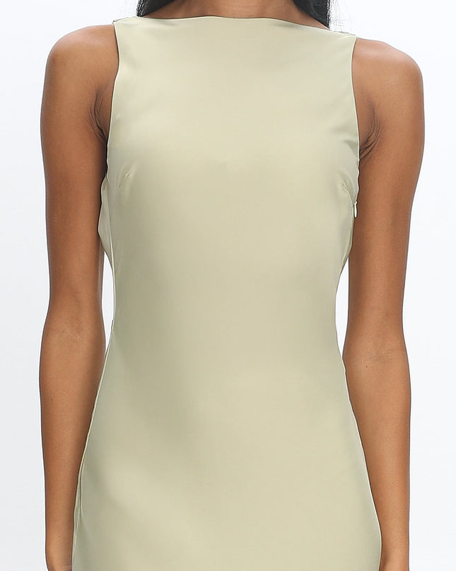 Matcha Cowl-Back Lace-Hem Gown