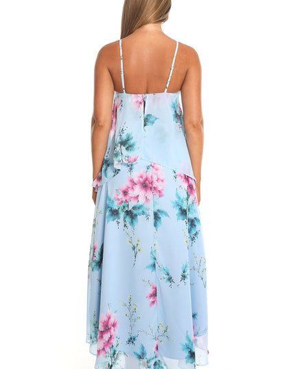 Blue Tiered Overlay Maxi Dress