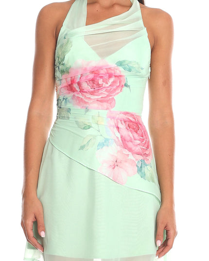 Sage Mesh Wrap Mini Dress