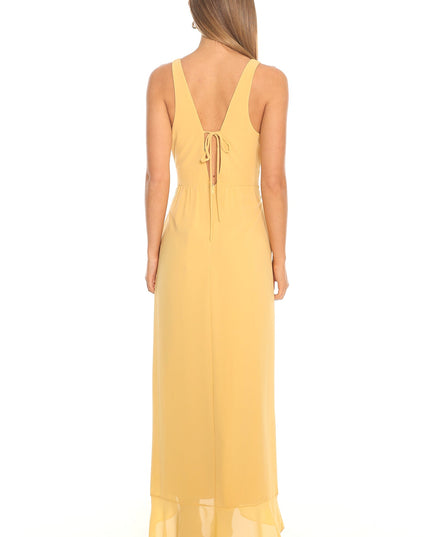 Yellow Wrap Waist Maxi Dress