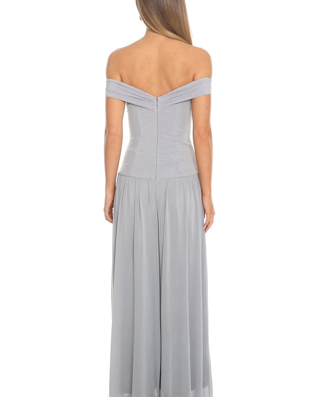Grey Off-Shoulder Maxi Dress