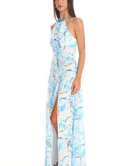 Blue Halter Maxi Dress