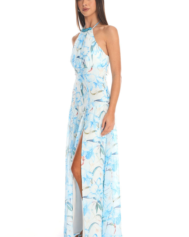 Blue Halter Maxi Dress