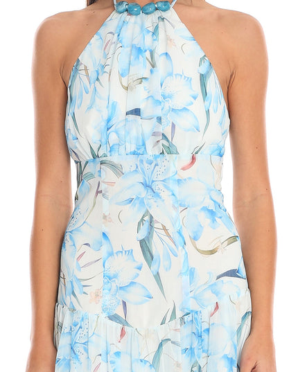 Blue Halter Maxi Dress