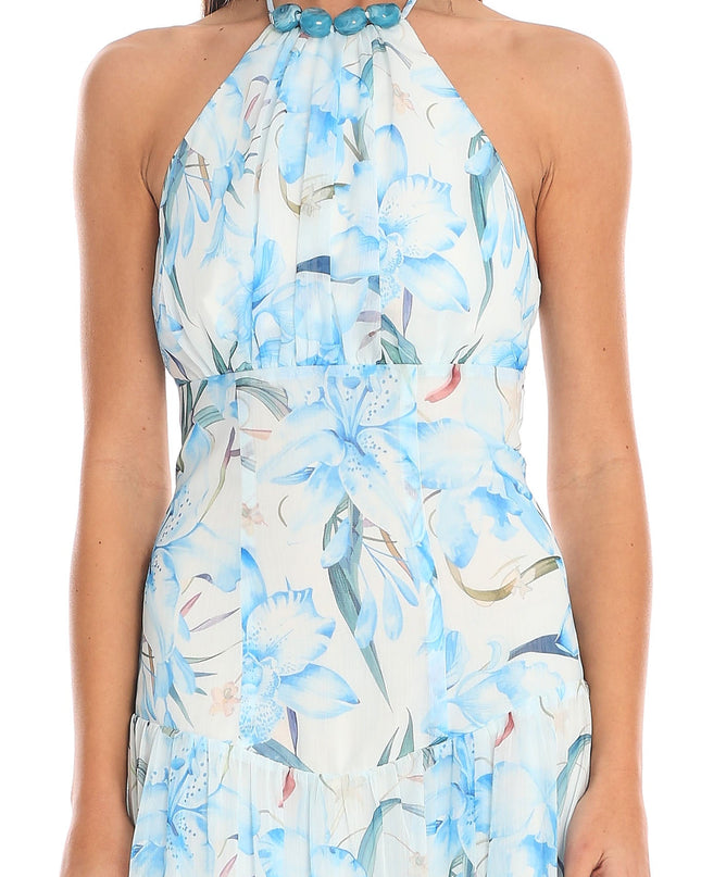 Blue Halter Maxi Dress