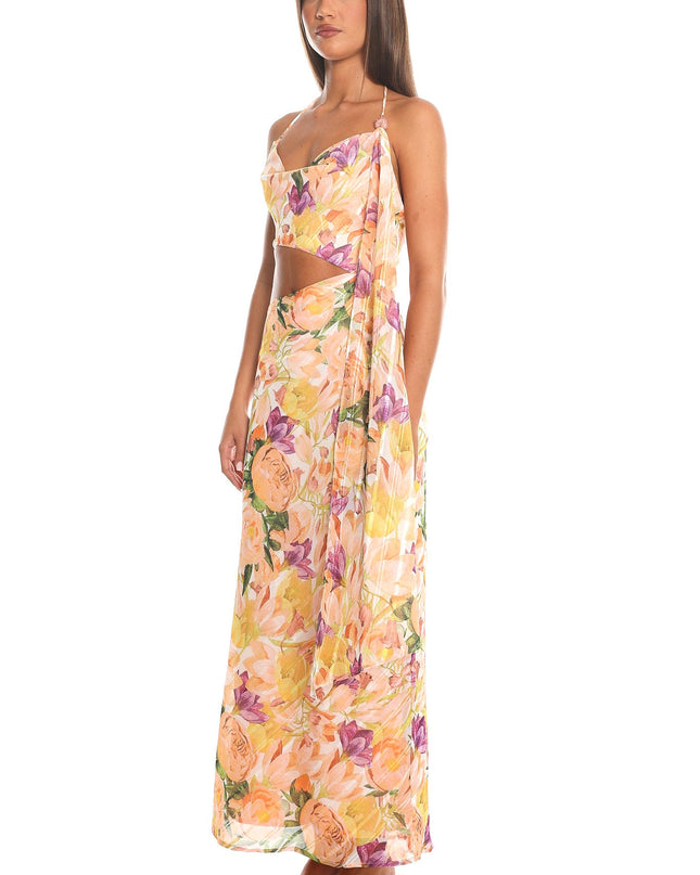 Orange Cut-Out Halter Maxi Dress