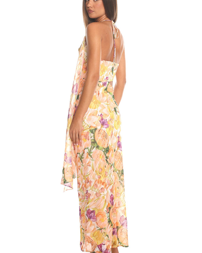 Orange Cut-Out Halter Maxi Dress