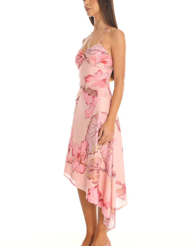 Pink Asymmetric Midi Dress