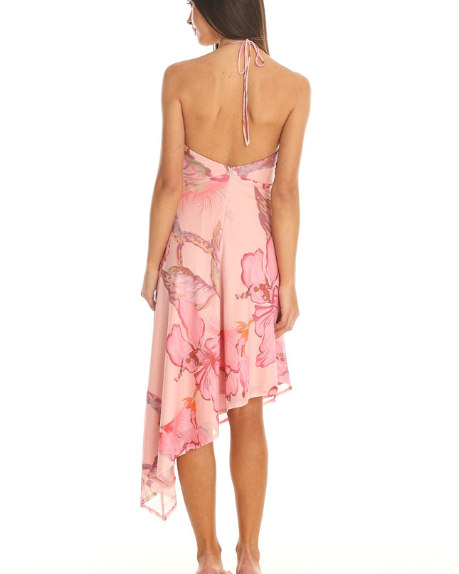 Pink Asymmetric Midi Dress