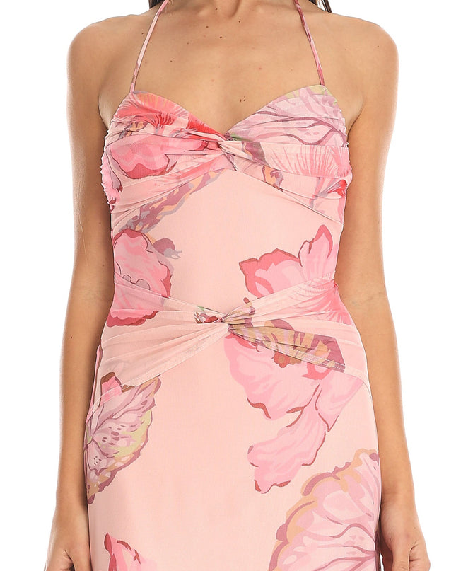 Pink Asymmetric Midi Dress