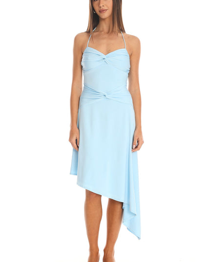 Light Blue Asymmetric Midi Dress