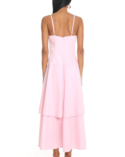 Pink Tiered Bustier Maxi Dress