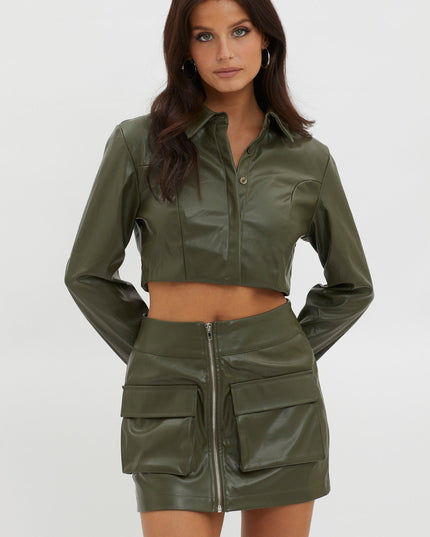 Olive Pocket Mini Skirt