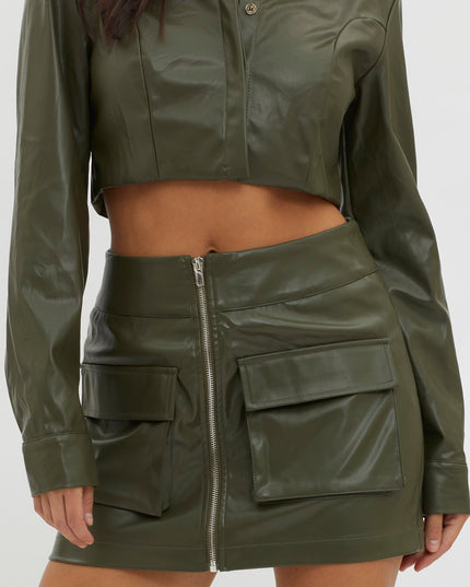 Olive Pocket Mini Skirt