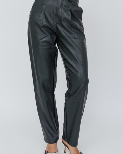 Hunter Green Faux Leather Pants