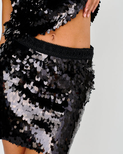 Black LA Sequin Mini Skirt