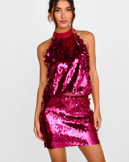 Hot Pink LA Sequin Mini Skirt