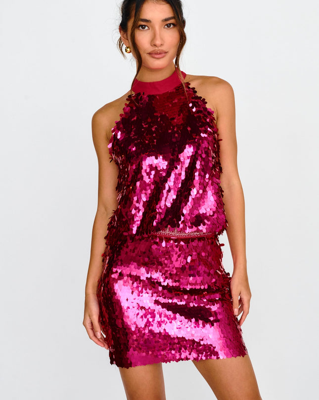Hot Pink LA Sequin Mini Skirt