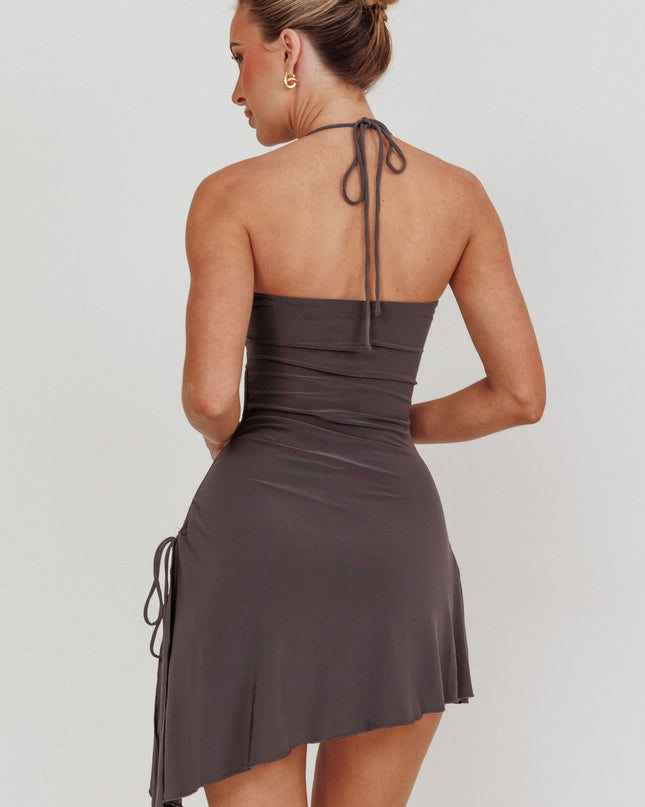 Charcoal Ruched Side Mini Dress