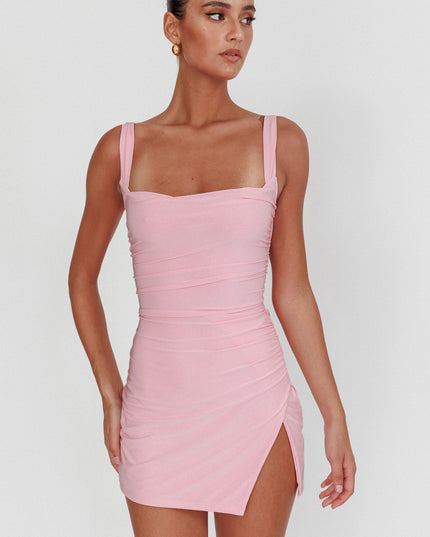 Pink Backless Mini Dress