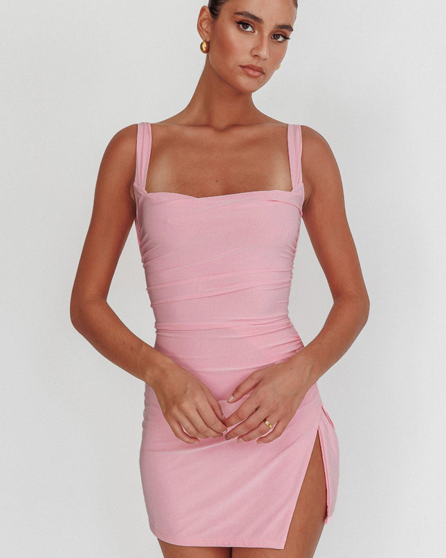 Pink Backless Mini Dress