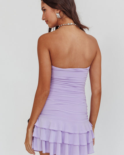 Lavender Bodycon Ruffle Mini Dress