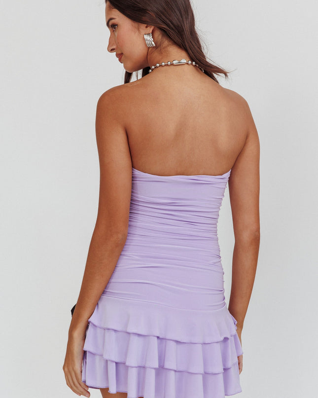 Lavender Bodycon Ruffle Mini Dress