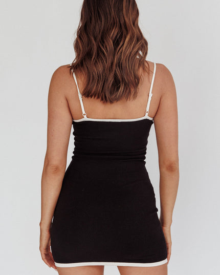 Black/White Cut-Out Bow Mini Dress