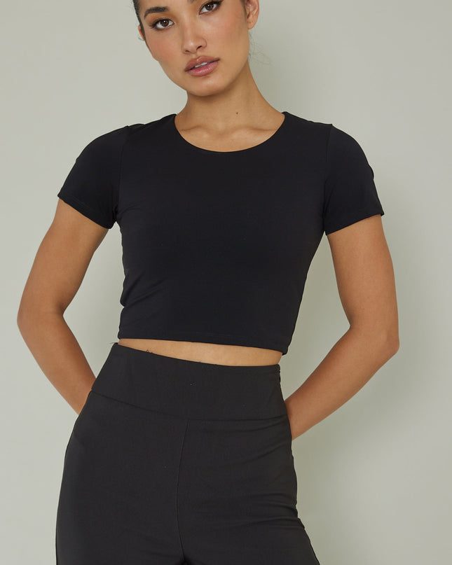 Black Short Sleeve Top