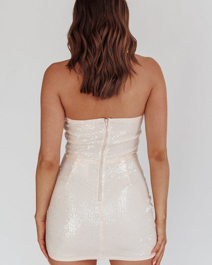 Pink Sequin Mini Dress Sheer