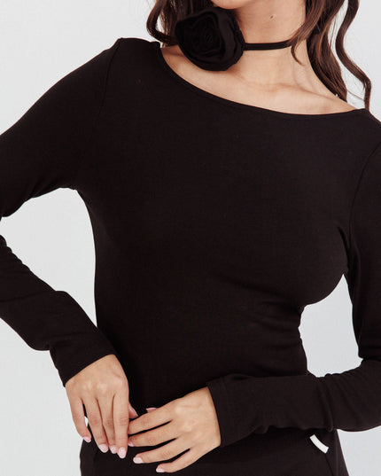 Black Low Back Top