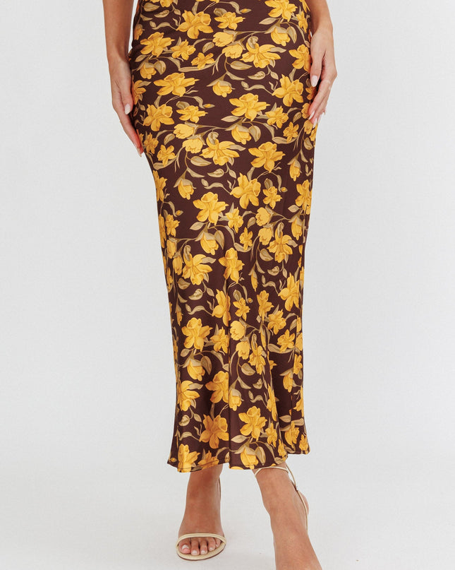 Brown Midi Skirt Floral