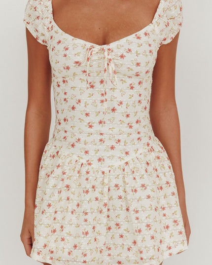 Rose Cap Sleeve Lace Mini Dress