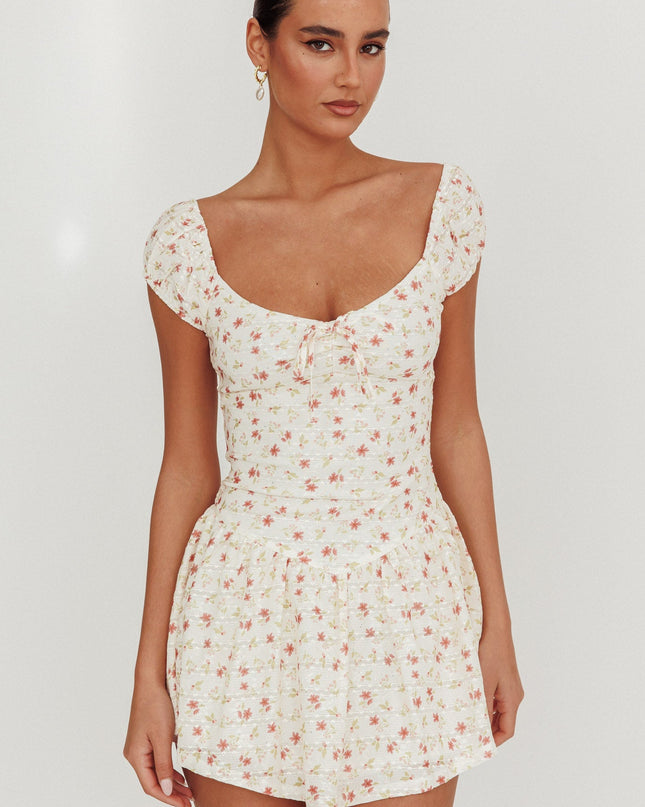 Rose Cap Sleeve Lace Mini Dress