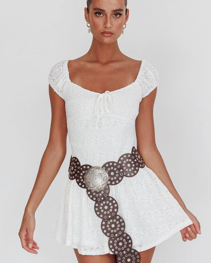 White Cap Sleeve Lace Mini Dress