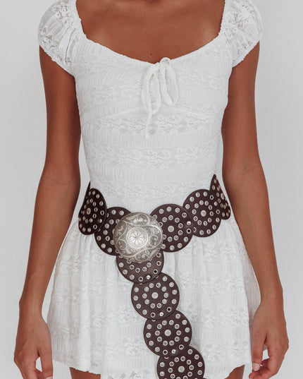 White Cap Sleeve Lace Mini Dress