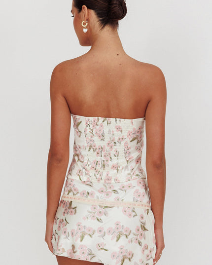 Pink Lace Trim Mini Skirt Floral