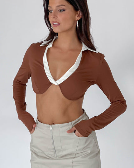 Chocolate Drop Collared Crop Top
