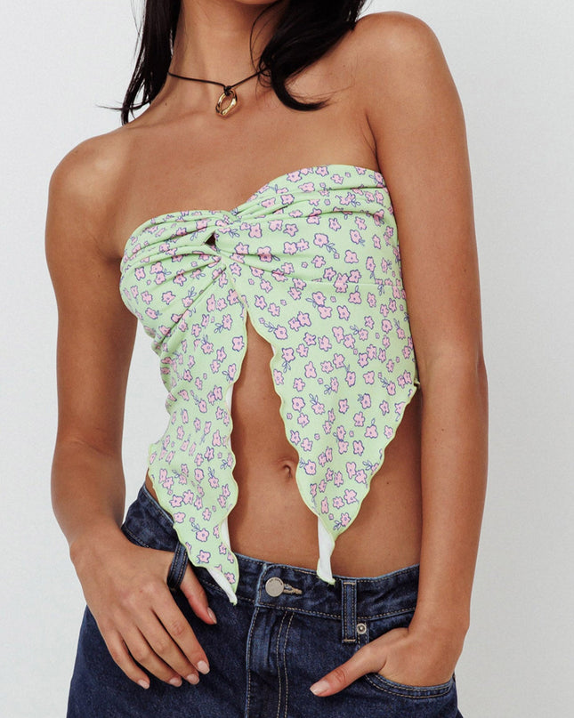 Lime/Pink Strapless Crop Top