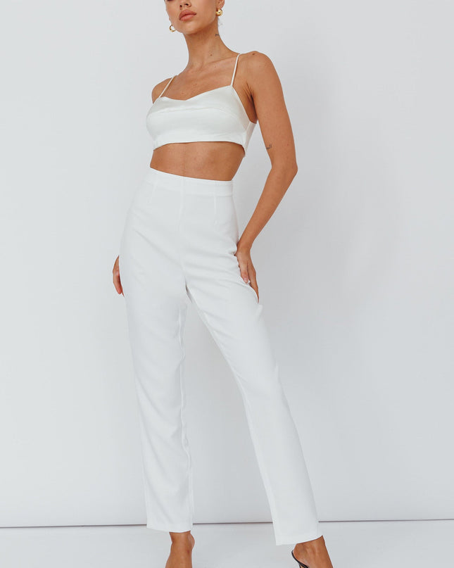 White High Waist Pants
