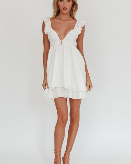 White Frill Strap Mini Dress