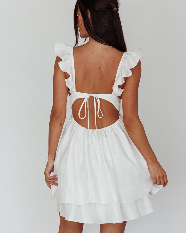 White Frill Strap Mini Dress