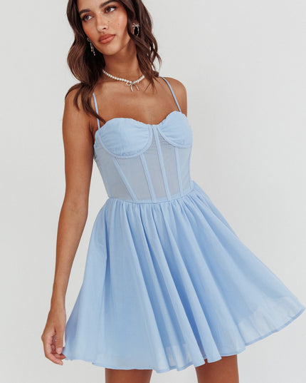 Powder Blue High Bustier Mini Dress