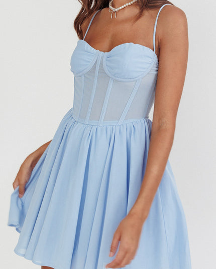 Powder Blue High Bustier Mini Dress