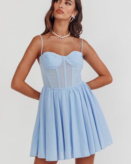 Powder Blue High Bustier Mini Dress
